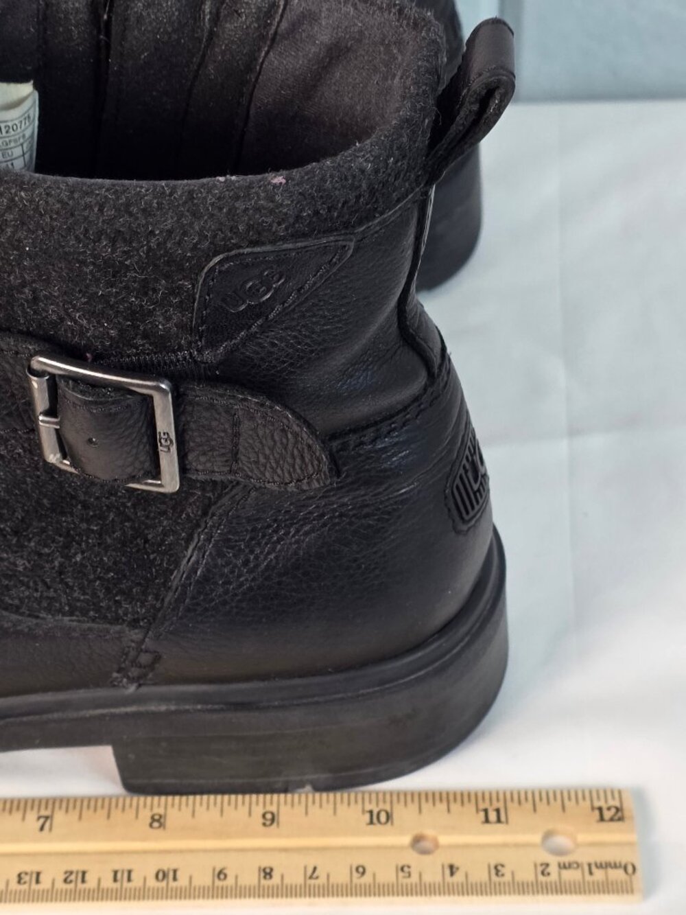 UGG Black Leather Ankle Boots • Side Zip • Buckle • Size 10 - Picture 9 of 9